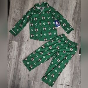 Ultra Game Youth NBA Official 2-Piece Button Down Pajamas Set-Boston Celtics